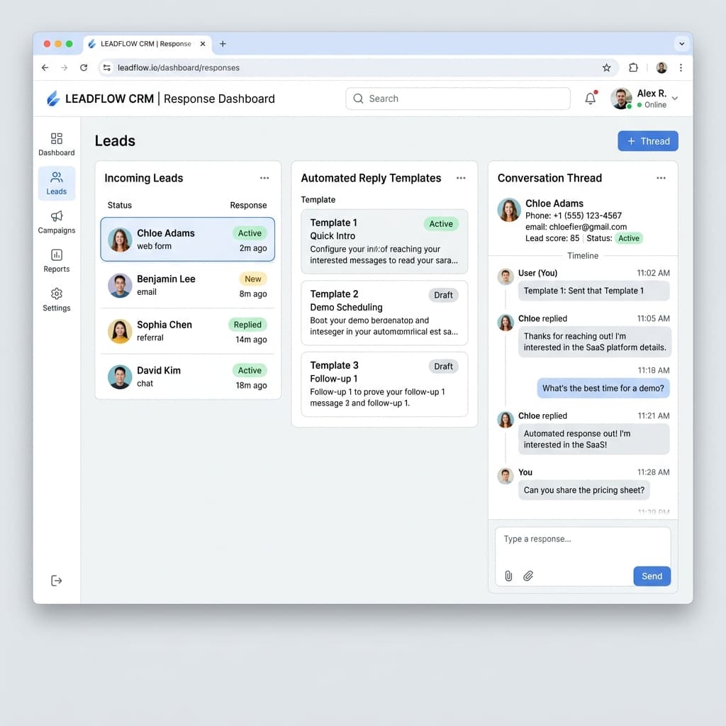 Automated CRM lead response system with instant follow-up notifications